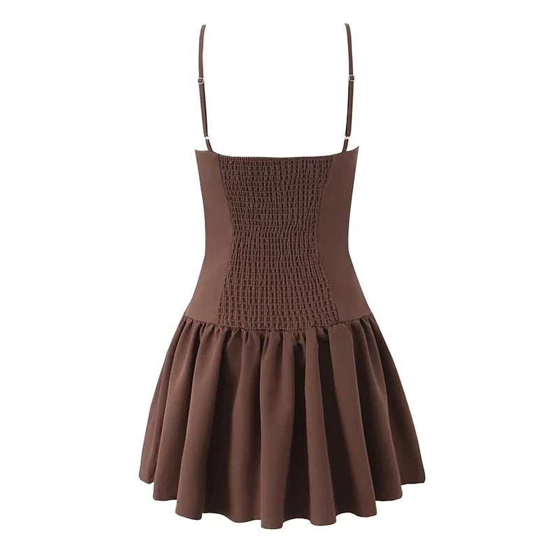 Sexy Coffee Spaghetti Straps Dresses