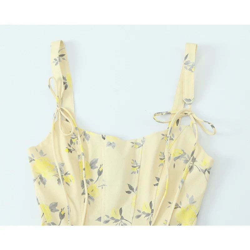 Sexy Spaghetti Straps Floral Print Short Dresses