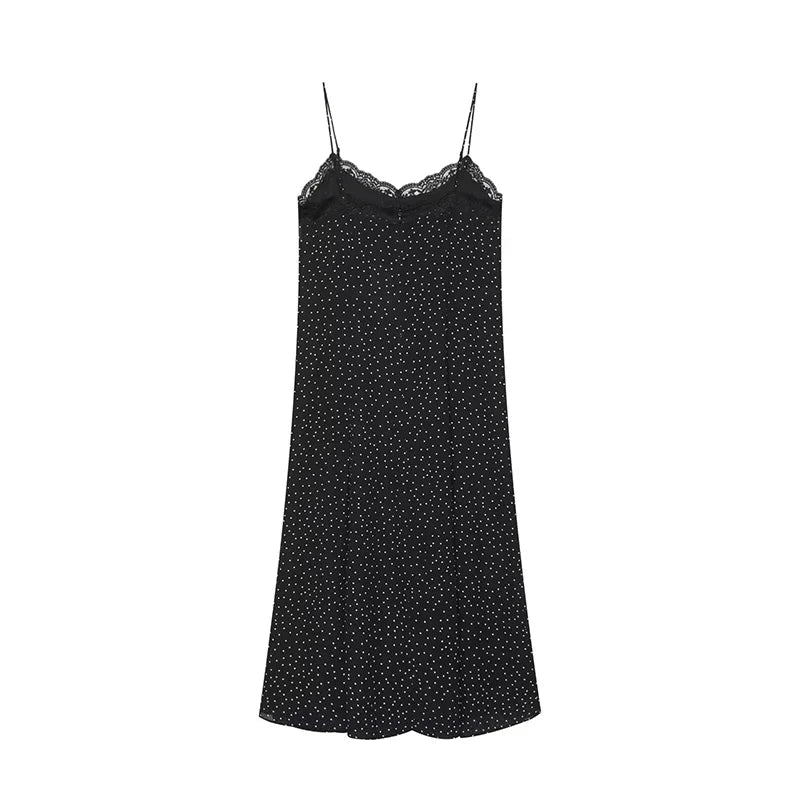 Summer Sexy Spaghetti Straps Polka Dot Midi Dresses