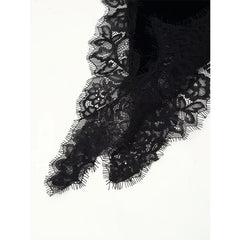 Thin Straps V Neck Lace Trim Velvet Mini Dresses Asymmetrical Sexy Vestidos