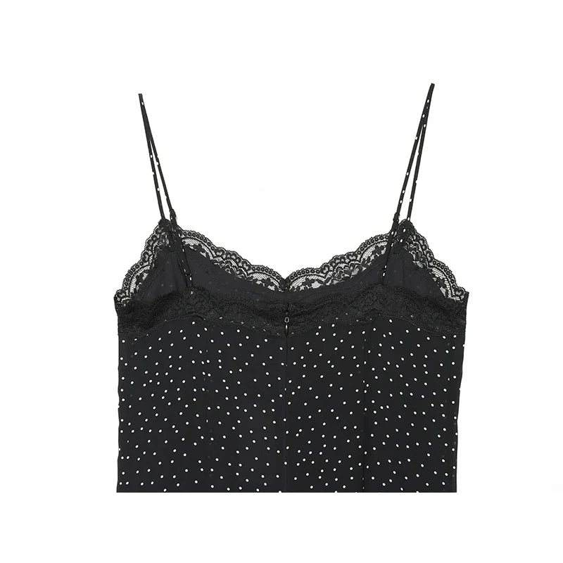 Summer Sexy Spaghetti Straps Polka Dot Midi Dresses