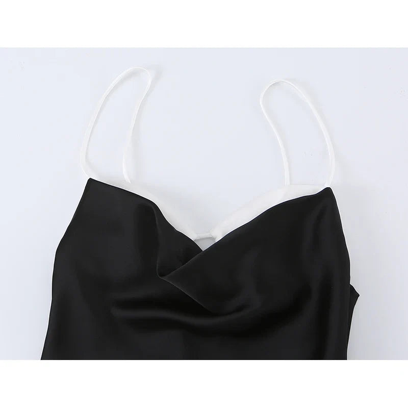Black Satin Sling Dresses