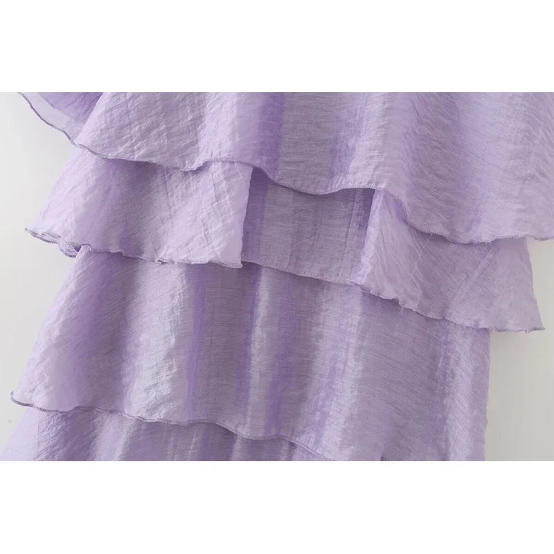 Light Purple Ruffle Mini Dresses