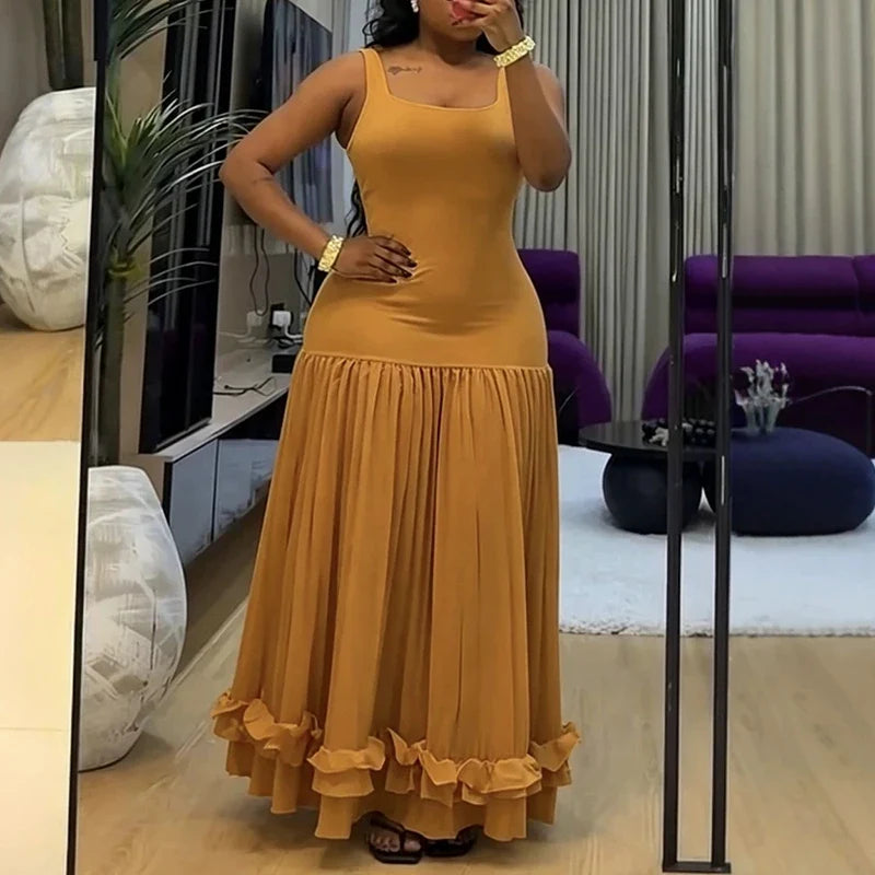 Square Collar Halter Evening Dresses