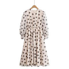 Spring Autumn Vintage Polka Dot Dresses