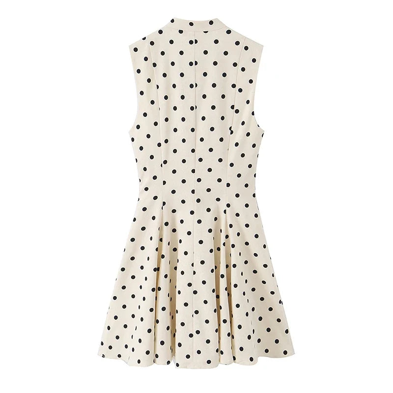 Polka Dot Sleeveless Mini Dresses