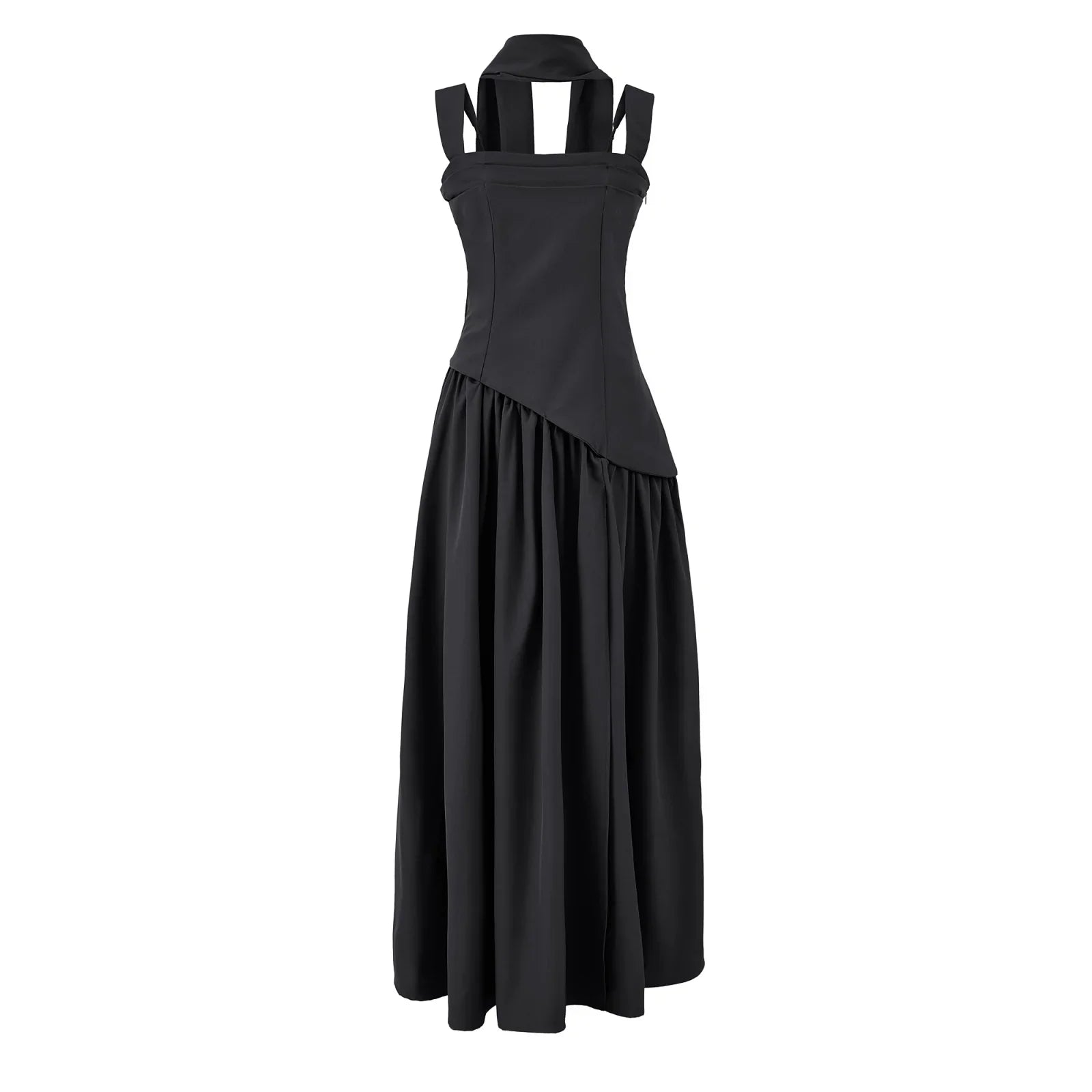 Sexy Slit Elegant With Scarf Sling Party Dresses Lace Up Bandage Back Fit And Flare Dresses