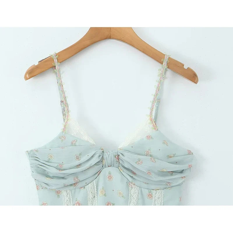 Floral Print Corset Midi Summer Dresses