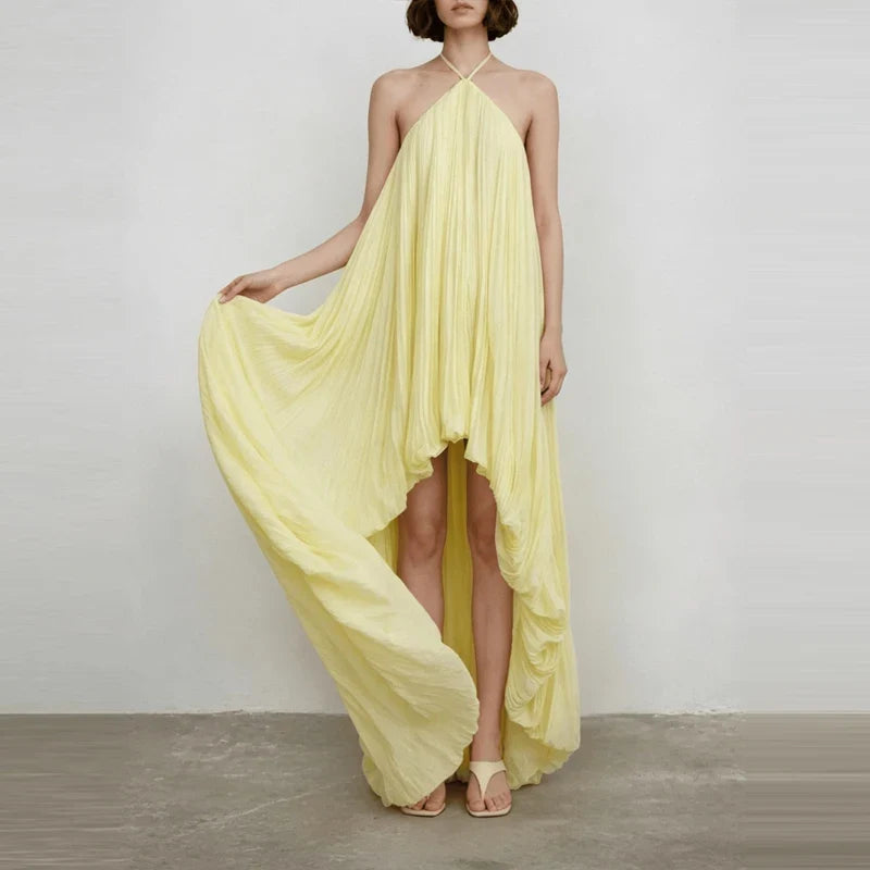 Irregular Off Shoulder Pleated Dresses