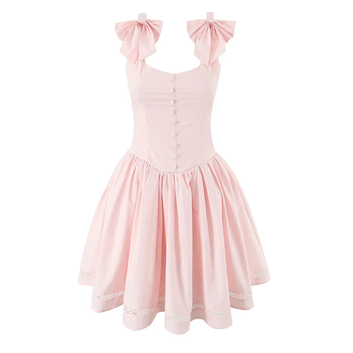 Sweet Pink 3D Bow Strap Tank Dresses
