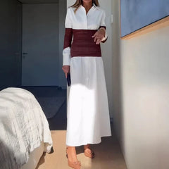Ladies Temperament Lapel Long Sleeved Dresses