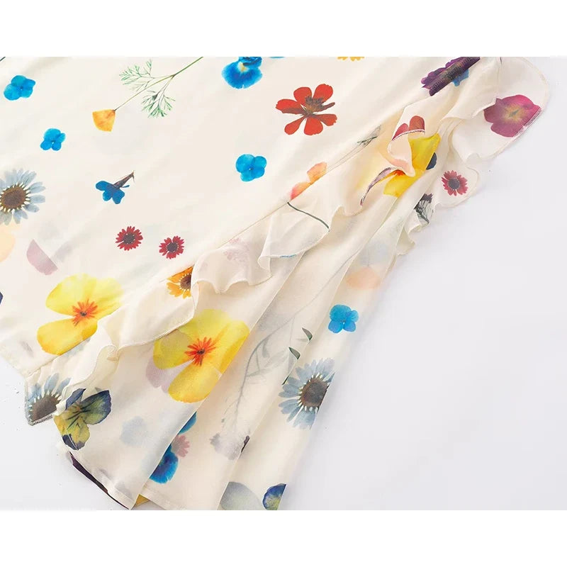 Sweet Floral Print Vacation Long Dresses