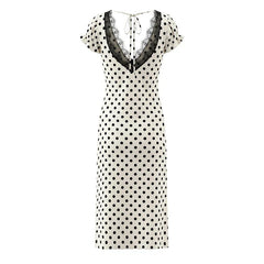 Lace Trim Polka Dot Dresses