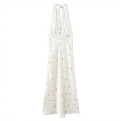 Elegant High Waist Floral Print Halter Maxi Dresses