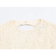 Sexy Backless Round Neck Long Sleeve Short Lace Dresses