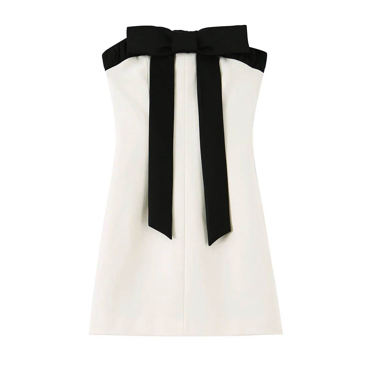 Contrast Bow Strapless Dresses
