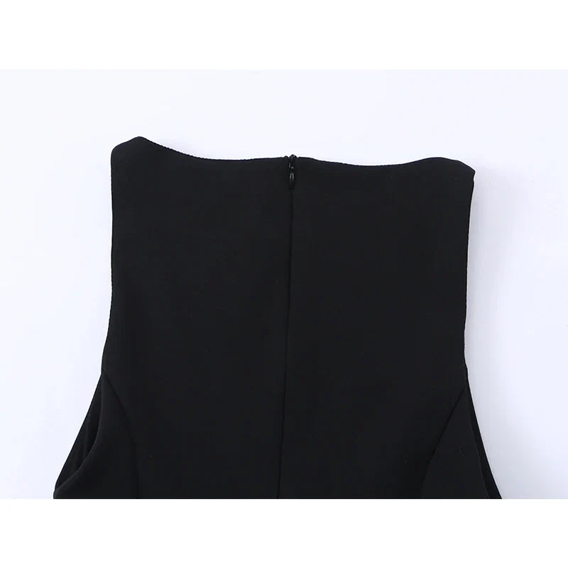Contrast Bow Black Mini Dresses