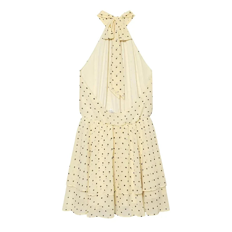 Yellow Polka Dot Halter Dresses