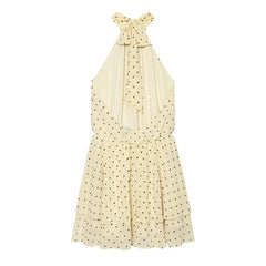 Yellow Polka Dot Halter Dresses