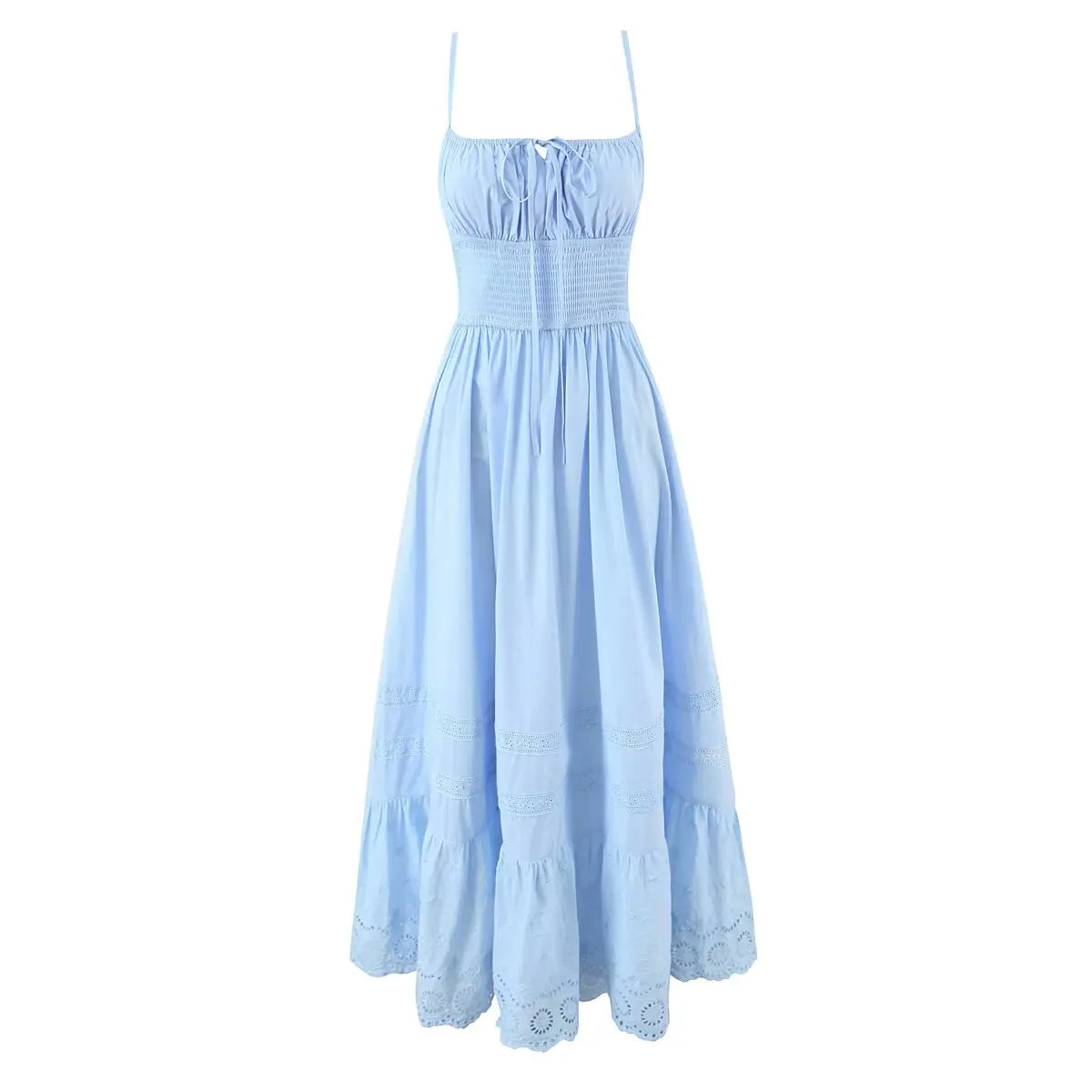 Sexy Spaghetti Straps Blue White Summer Holiday Dresses
