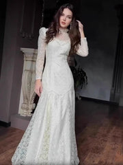 Autumn Summer Design French Style Lace Mesh Mermaid Dresses