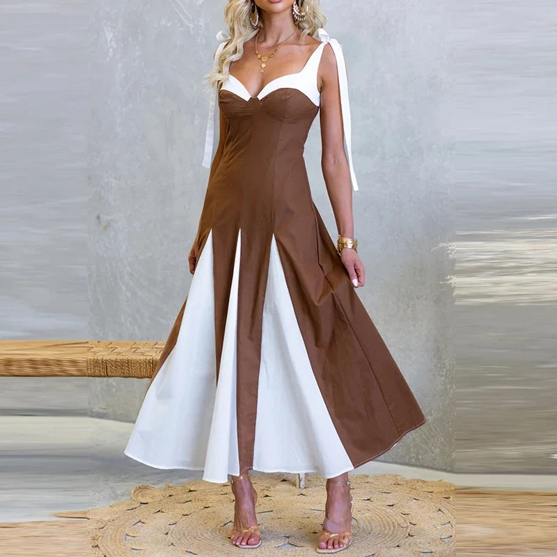 Wrap Chest Slim Fit Long Dresses