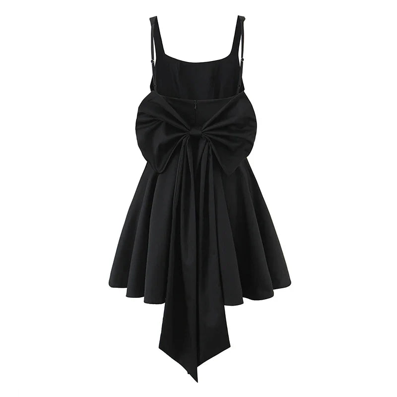 Sexy Backless Sling Red Big Bow Dresses
