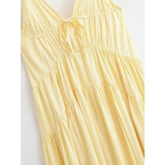 Long Ruched Yellow Dresses