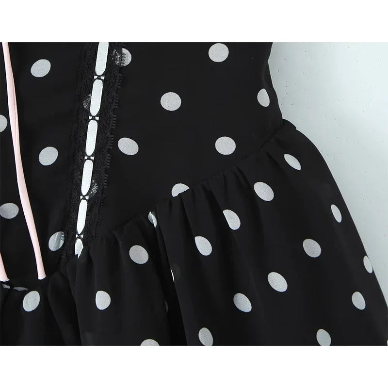 French Retro Romantic Sweet Sexy Slim Fit Polka Dot Flower Sling Dresses