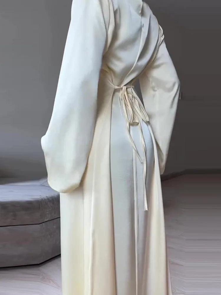 Luxury Purple Abaya With Chiffon Overlay Modest Islamic Long Dresses