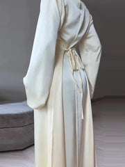Luxury Purple Abaya With Chiffon Overlay Modest Islamic Long Dresses
