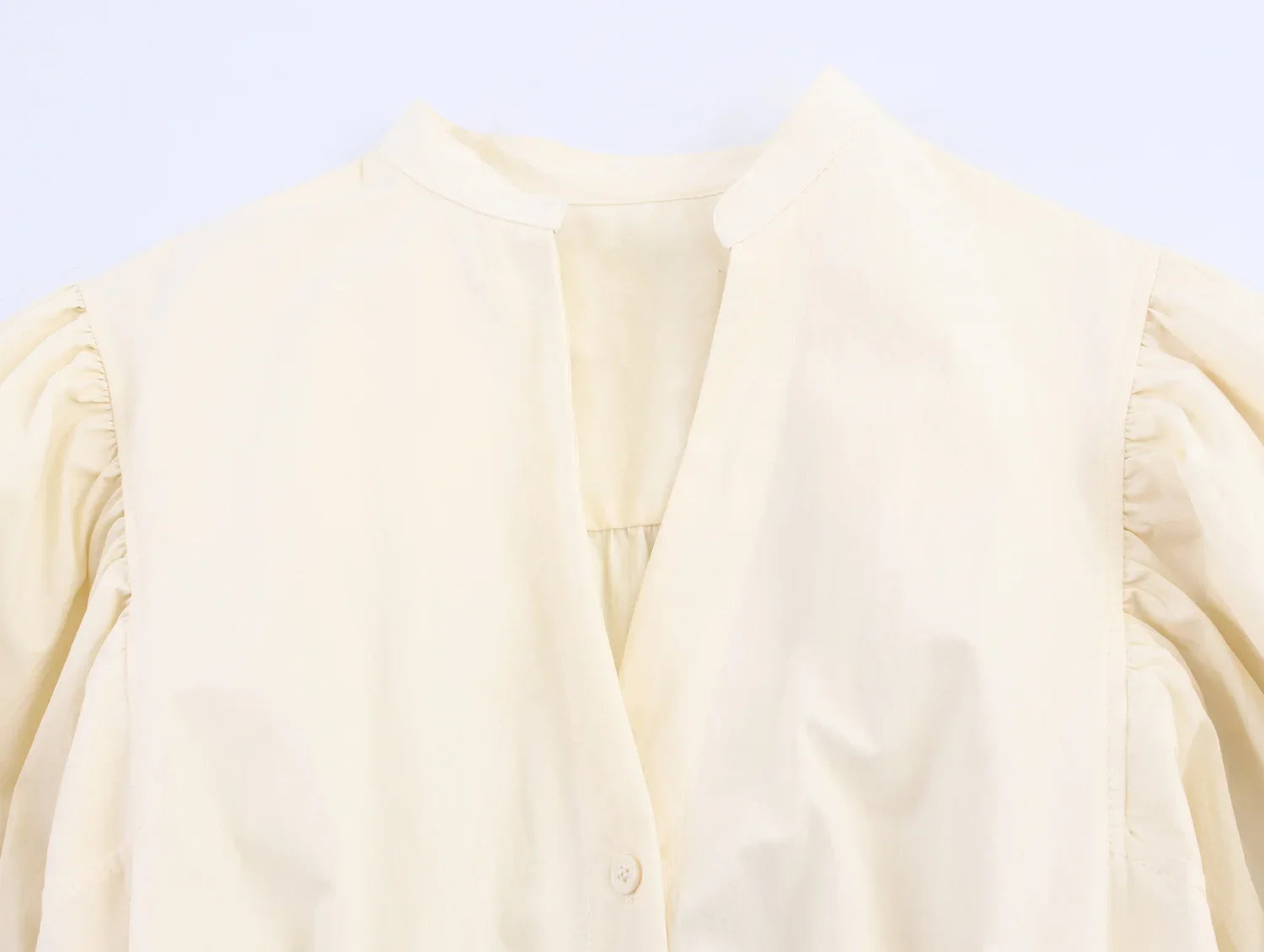 Ivory Puff-Sleeve Shirt Dresses