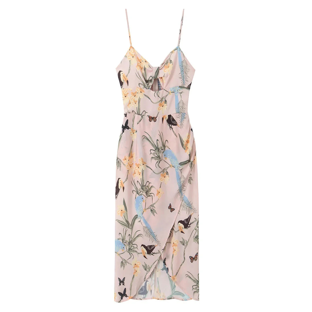 French Retro Floral Print Holiday Sexy Sling Dresses