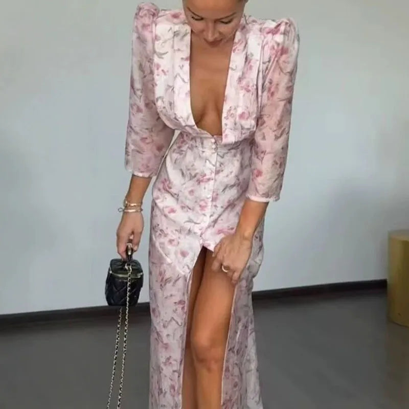 Sexy Deep V High Waisted Commuting Dresses