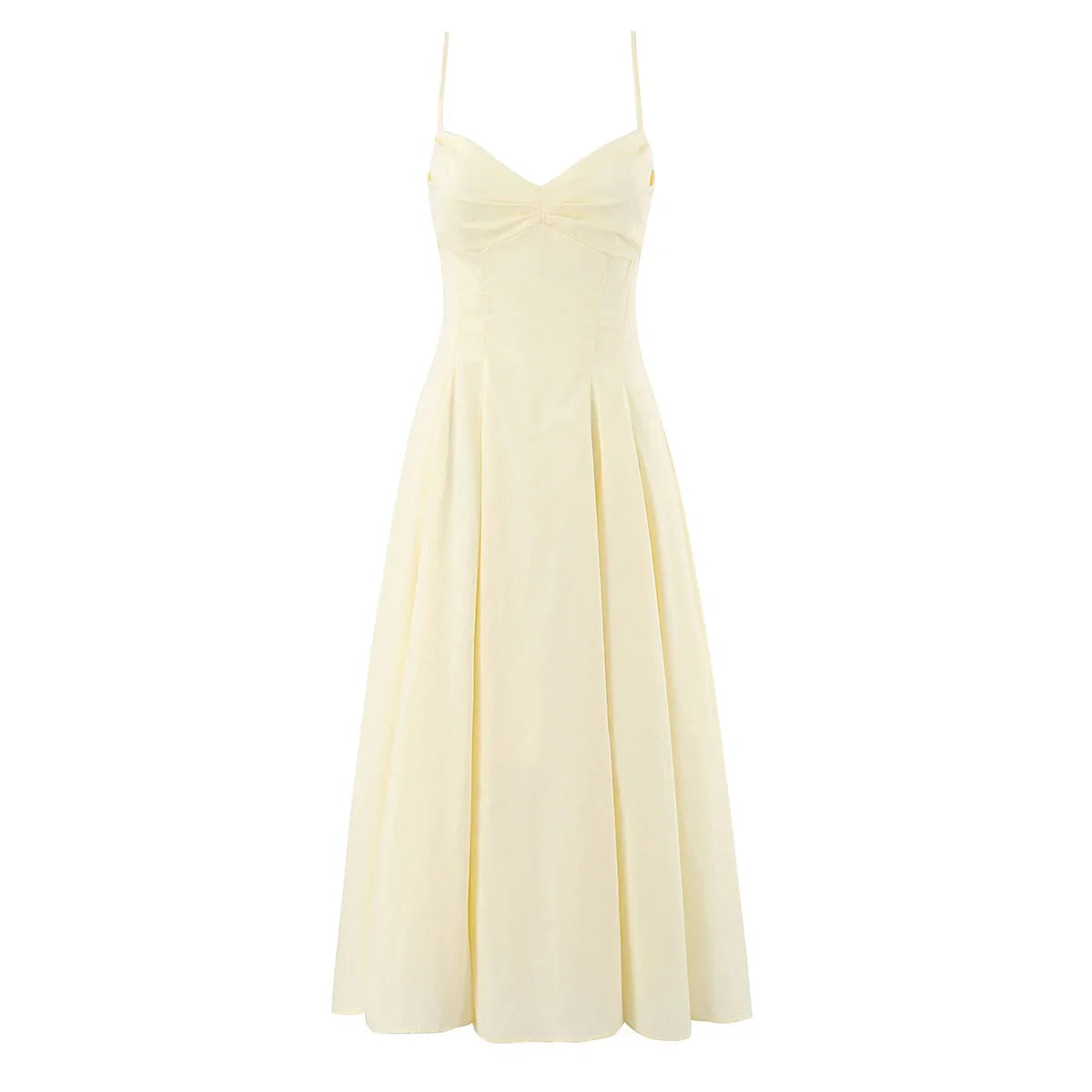 Yellow Sling Midi Dresses