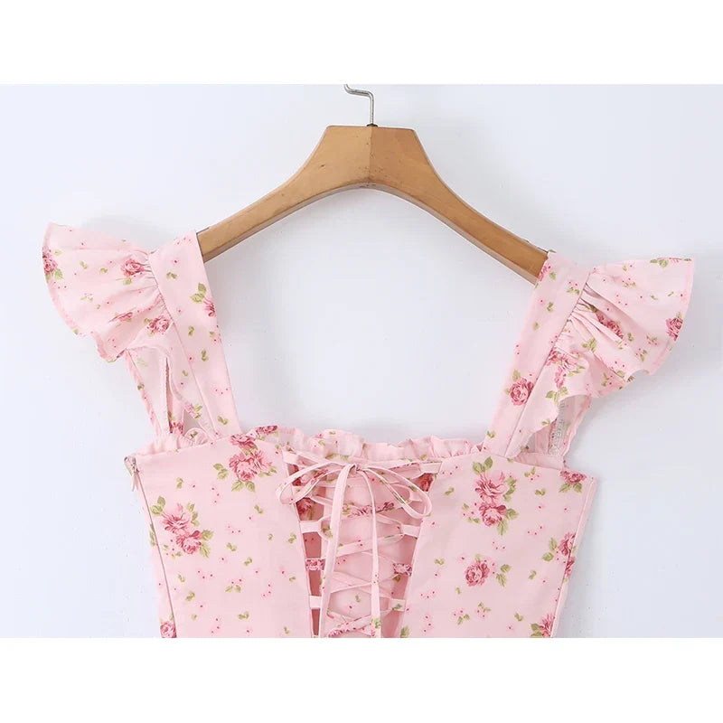 Pink Floral Print SunDresses