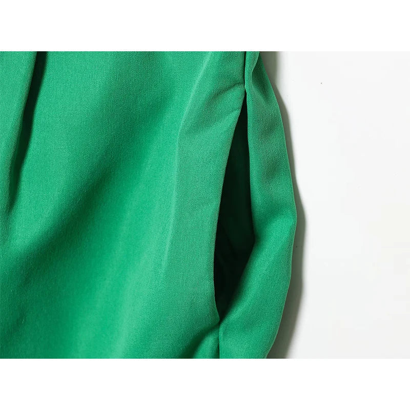 Ruffle V Neck Green Short Jumpsuit Holiday Casual Summer Romper