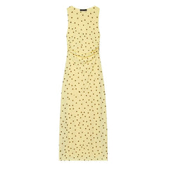 Flowy Yellow Polka Dot Maxi Dresses