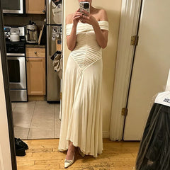 Temperament One-shoulder Pure Color Chiffon Dresses