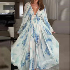 Elegant V-neck Long Sleeve Party Dresses