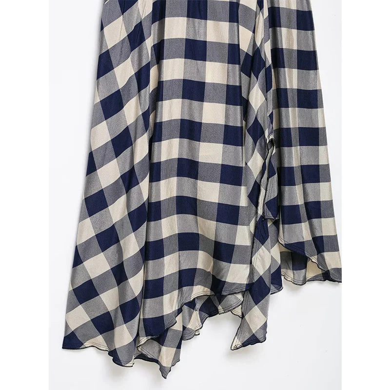 Vintage Plaid Halter Midi Dresses