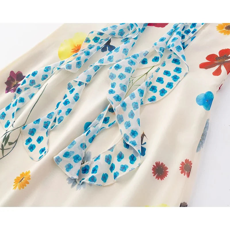 Sweet Floral Print Vacation Long Dresses