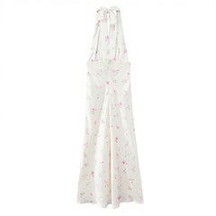 Elegant High Waist Floral Print Halter Maxi Dresses