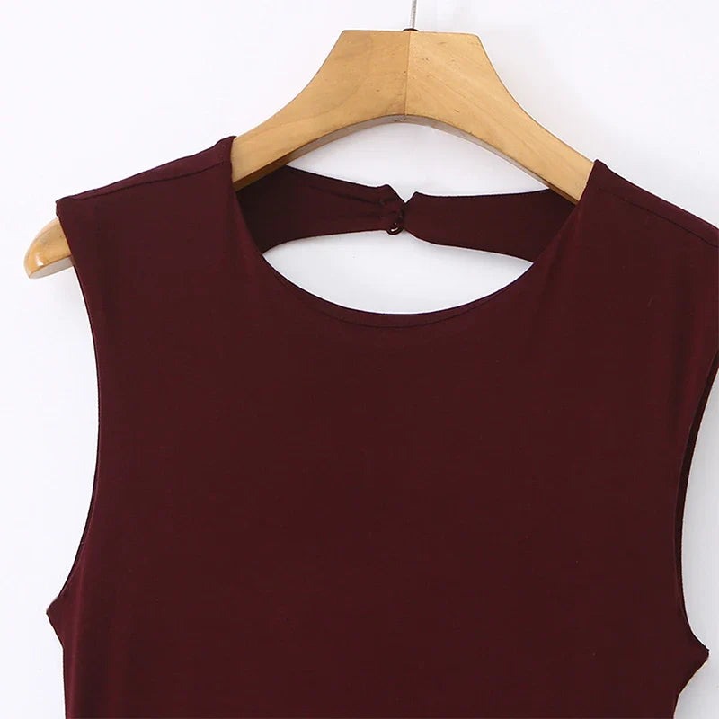 Sexy Burgundy Sleeveless Ruched Bodycon Maxi Dresses