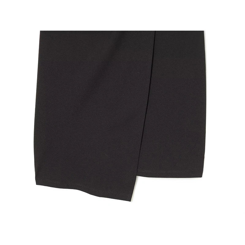 Spring Side Button Draped Pencil Sexy Elegant Dresses Long Sleeve V Neck Black Female Vestidos