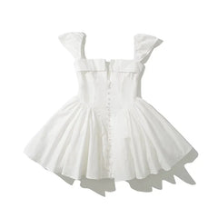 Summer Sexy Fit And Flare White Mini Dresses Short Sleeve Low Waist Elegant Party Dresses