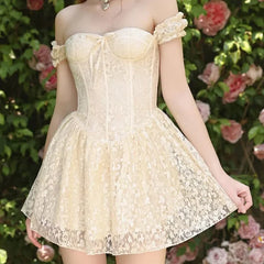 French Romantic Lace Floral Mini Dresses