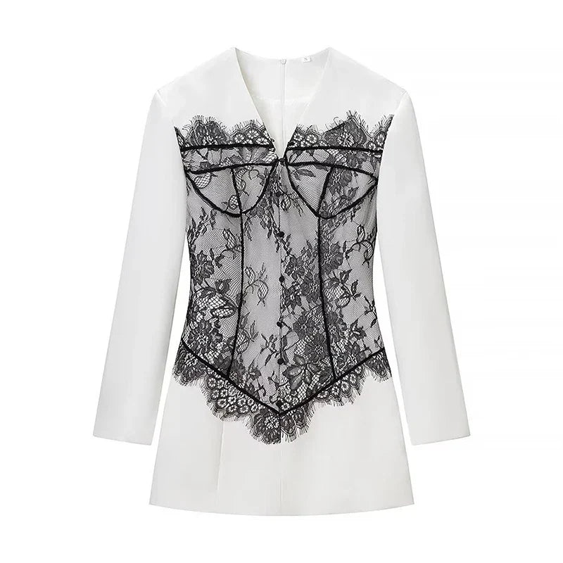 Sexy Lace Patchwork White Dresses