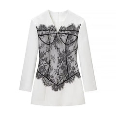 Sexy Lace Patchwork White Dresses