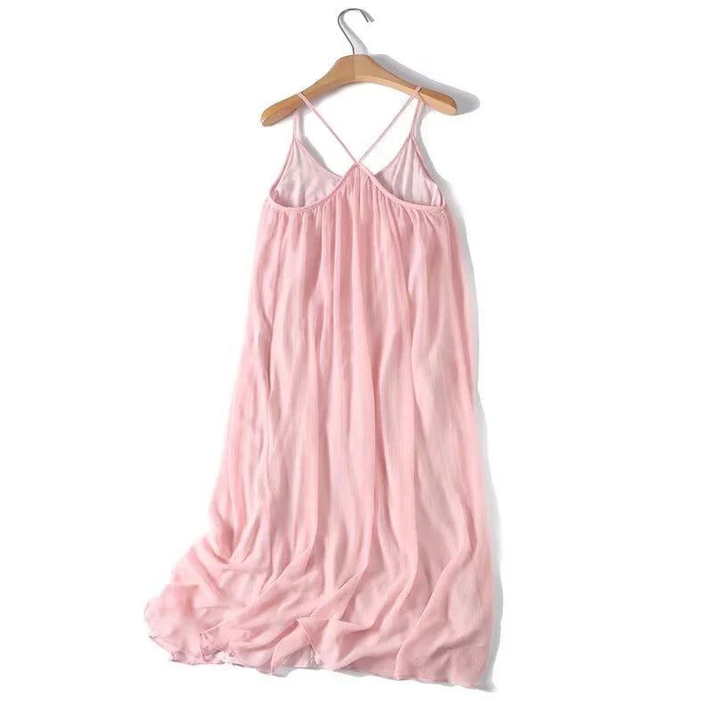 Summer Pink Crinkled Maxi Dresses
